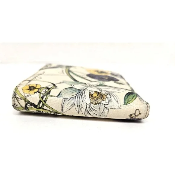 GUCCI Flora Infinity Bifold Wallet White Calfskin Multi Floral 04848 Authentic - Picture 4 of 12